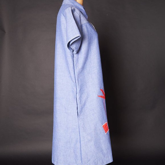 1970s Chambray Sewing Smock Dress - Picture 7 of 13